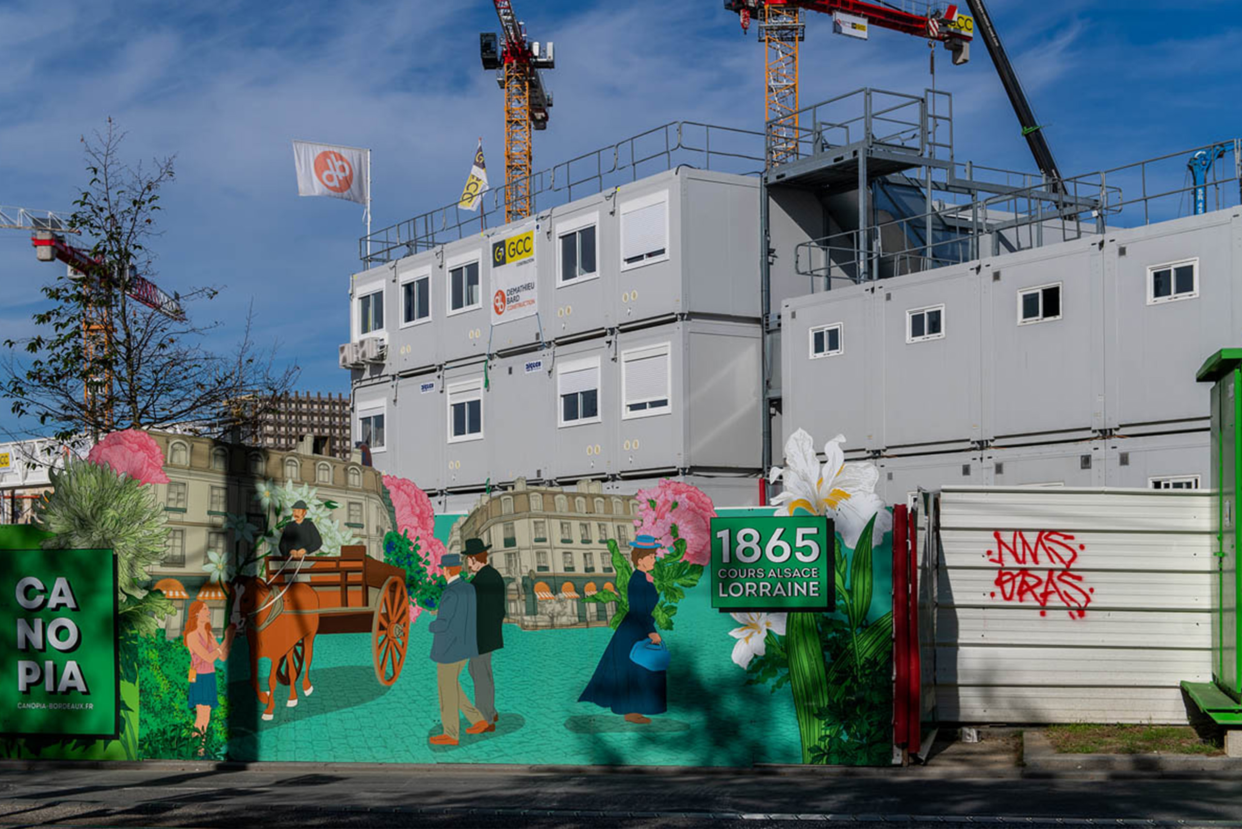 Base vie modulaire ALGECO® sur chantier du quartier Canopia à Bordeaux