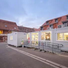 Pharmacie modulaire ALGECO® de Diemeringen (Bas-Rhin) en fin de journée