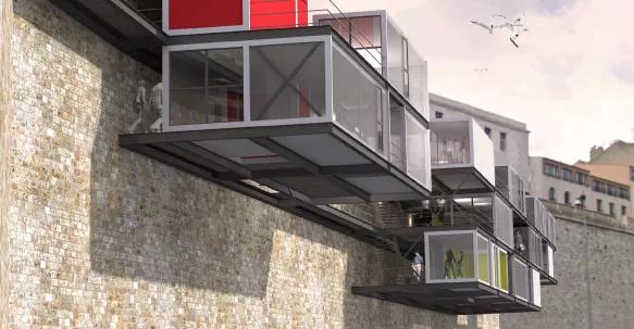 Concours-architectures-élémentaires-4ème-édition-hybrid-containers-2012-2013-le-ruban-ALGECO®-une-agrafe-urbaine